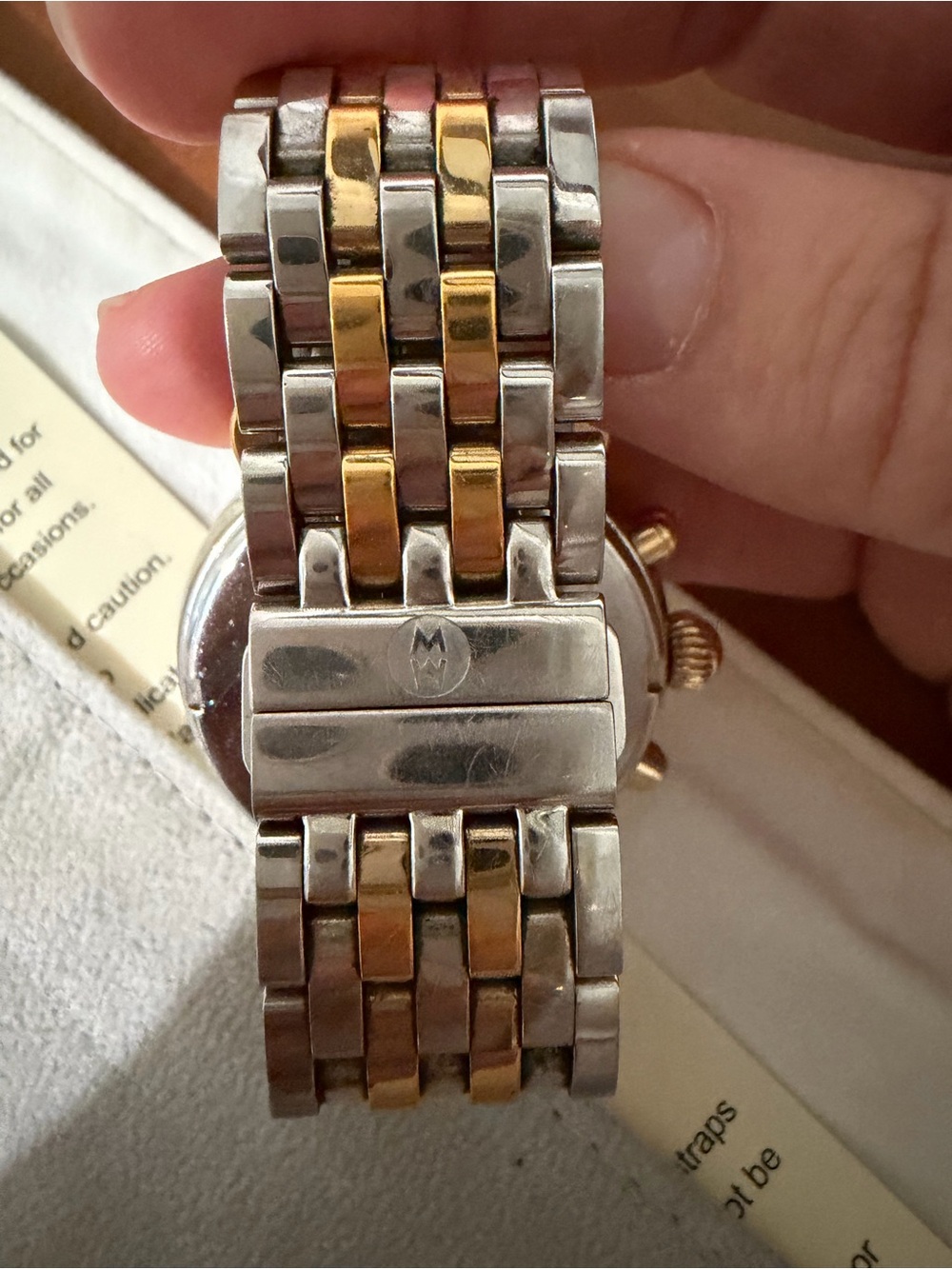 Michele Two-Tone Silver and Gold Chronograph Watch - Picture 6 of 7